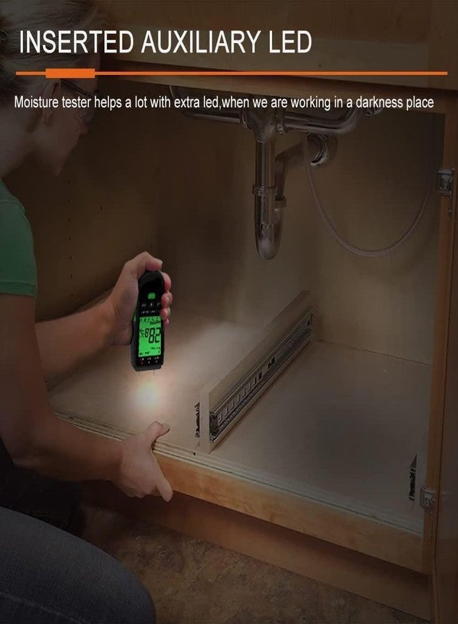 برسايذ اي مقياس رطوبة الخشب دقيق من نوع الدبوس مع إضاءة خلفية ونطاق قياس عالٍ من 6 إلى 99% - Image 3